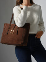 Shoulder Bag Altesse Suede Leather Etrier Brown altesse suede EASU088M-vue-porte