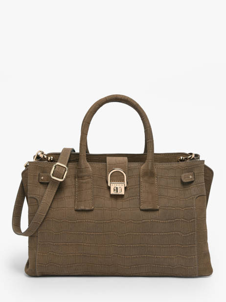 Sac Porté Main M Equestre Croco Cuir Etrier Gris equestre croco EEQC142M